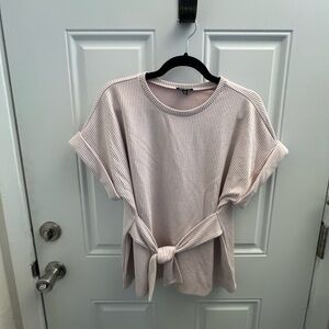 Madewell Short Sleeve Tie-Front Top - Light Pink